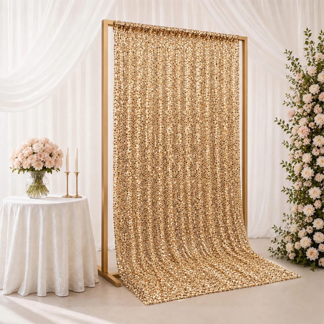 5 feet x 12 feet Big Payette Sequin Backdrop Curtain with Rod Pocket