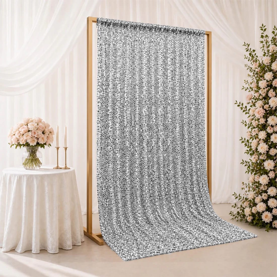 5 feet x 12 feet Big Payette Sequin Backdrop Curtain with Rod Pocket