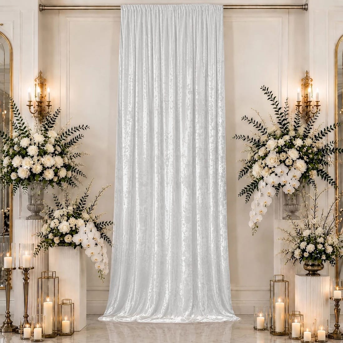 5 feet x 16 feet Premium Crushed Velvet Backdrop Curtain with Rod Pocket