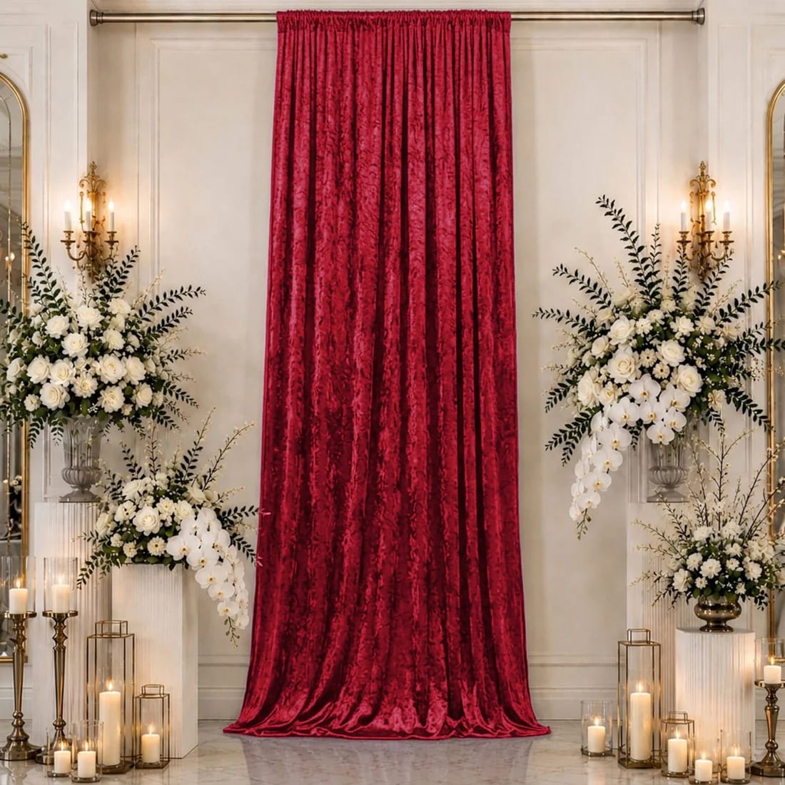 5 feet x 16 feet Premium Crushed Velvet Backdrop Curtain with Rod Pocket