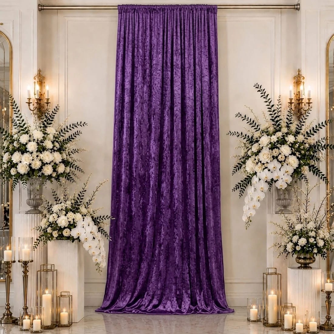 5 feet x 16 feet Premium Crushed Velvet Backdrop Curtain with Rod Pocket