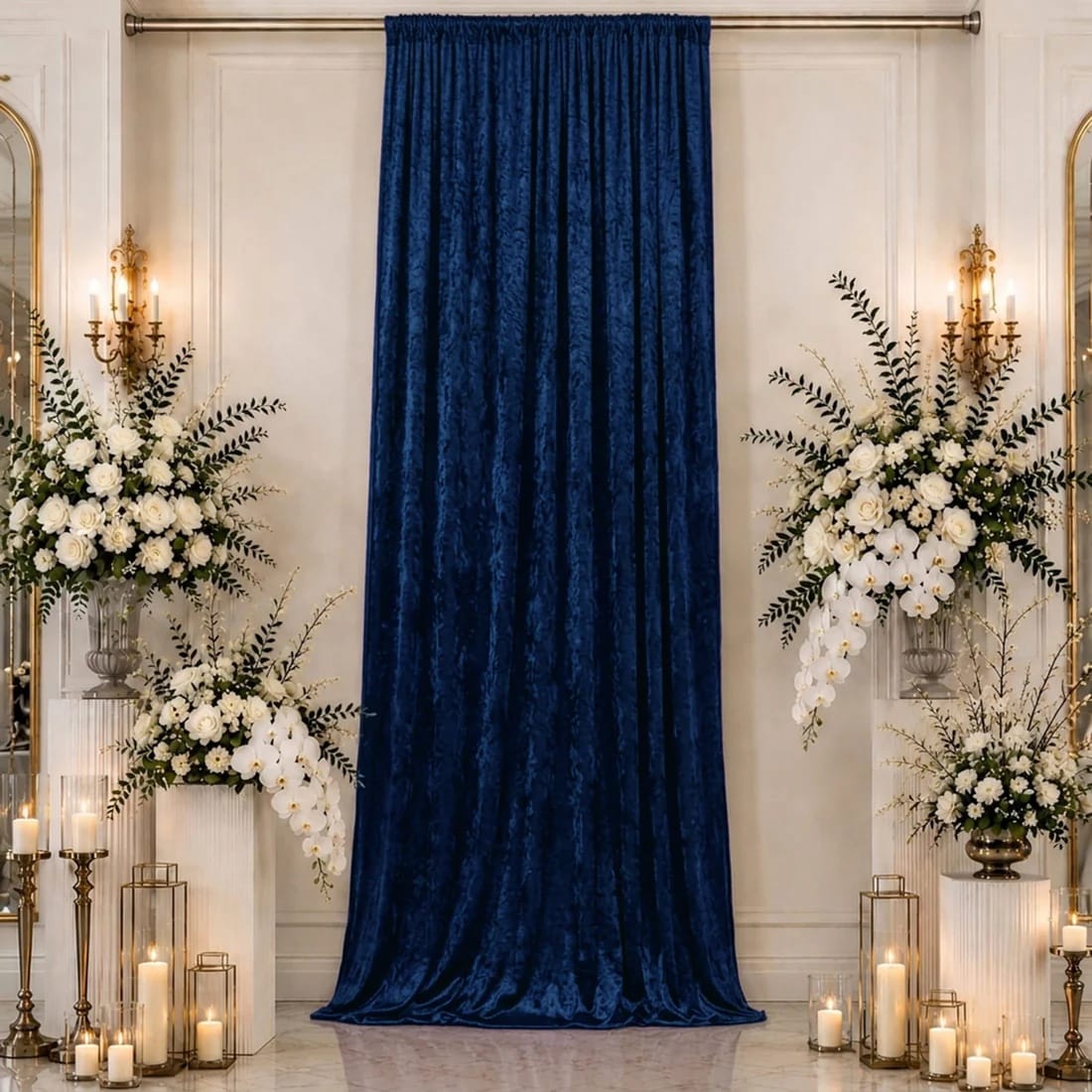 5 feet x 16 feet Premium Crushed Velvet Backdrop Curtain with Rod Pocket