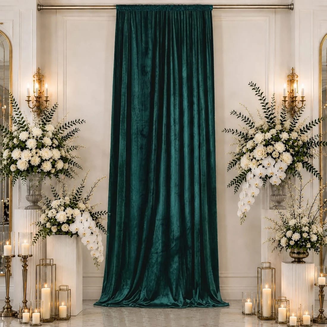 5 feet x 16 feet Premium Crushed Velvet Backdrop Curtain with Rod Pocket