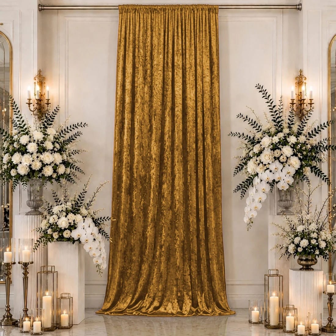 5 feet x 16 feet Premium Crushed Velvet Backdrop Curtain with Rod Pocket
