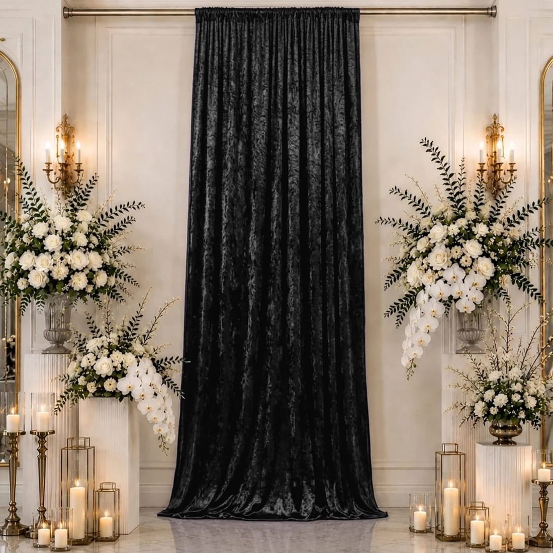 5 feet x 16 feet Premium Crushed Velvet Backdrop Curtain with Rod Pocket