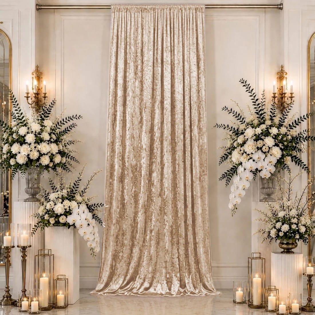 5 feet x 16 feet Premium Crushed Velvet Backdrop Curtain with Rod Pocket
