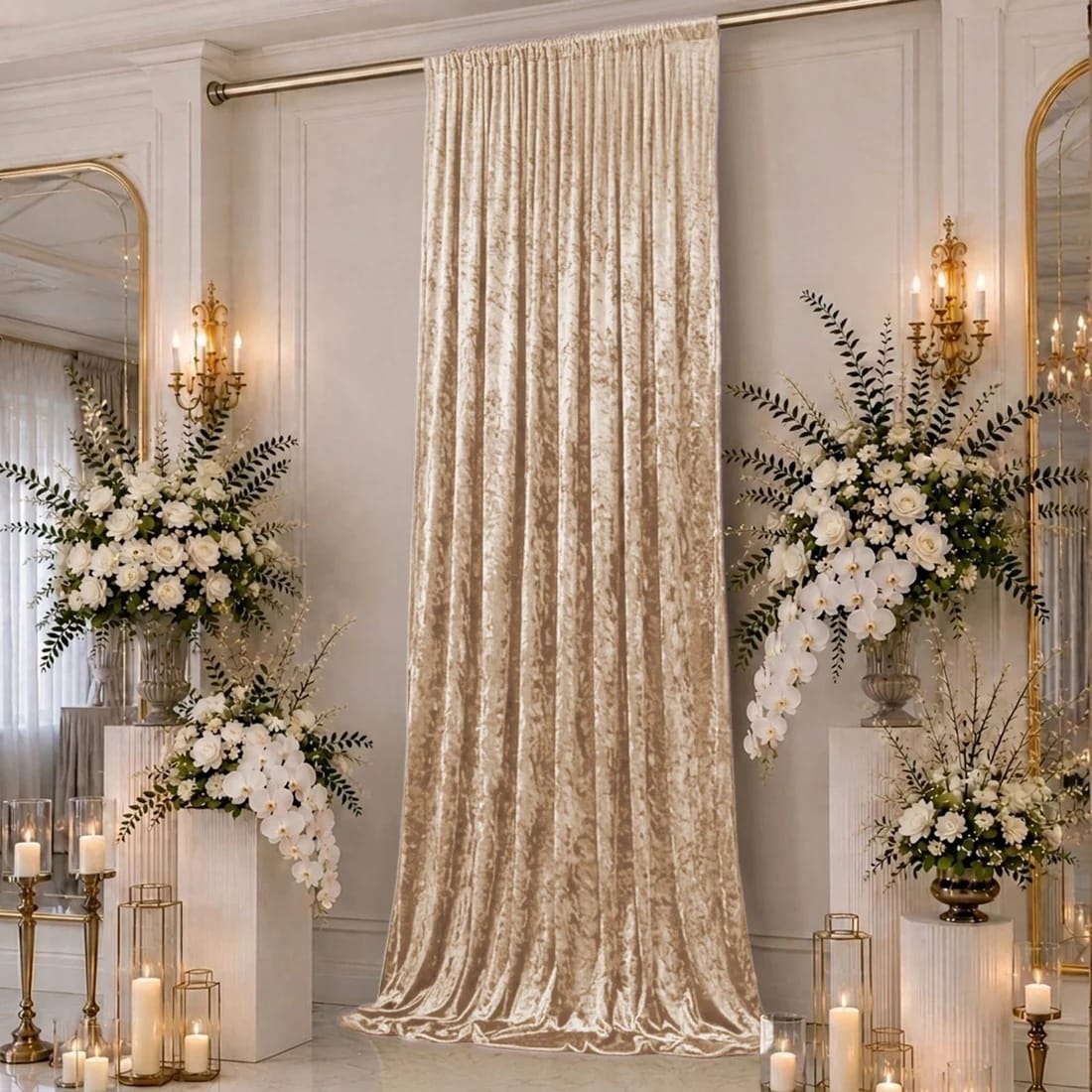 5 feet x 16 feet Premium Crushed Velvet Backdrop Curtain with Rod Pocket