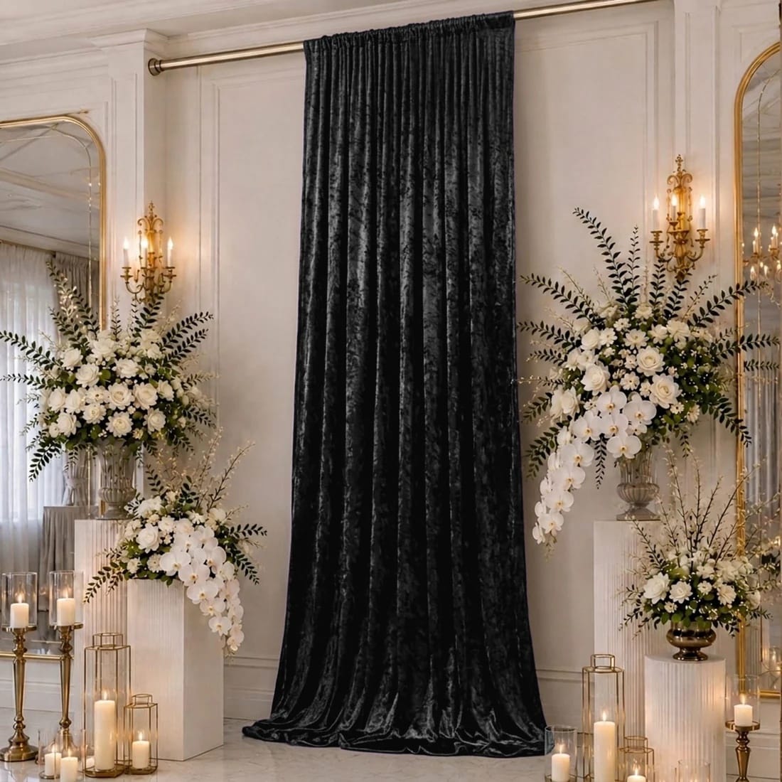 5 feet x 16 feet Premium Crushed Velvet Backdrop Curtain with Rod Pocket