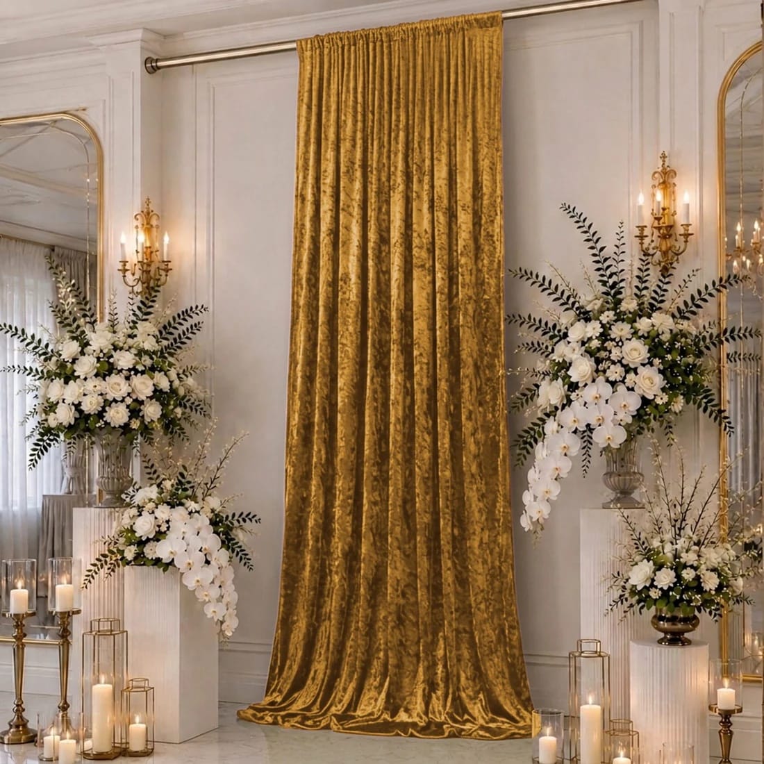 5 feet x 16 feet Premium Crushed Velvet Backdrop Curtain with Rod Pocket