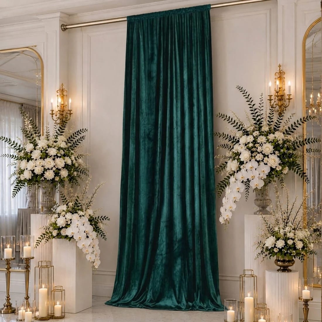 5 feet x 16 feet Premium Crushed Velvet Backdrop Curtain with Rod Pocket