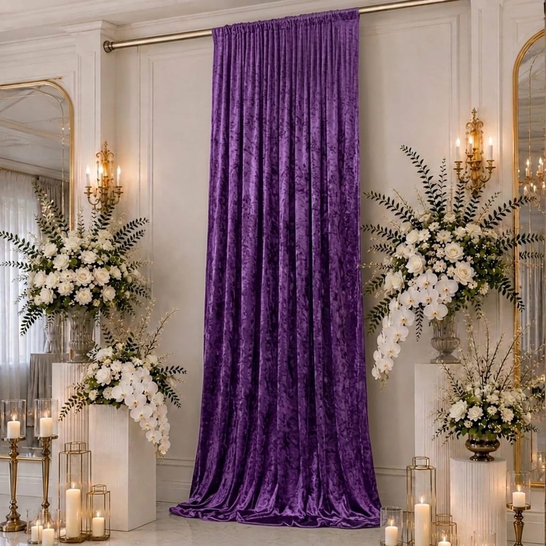 5 feet x 16 feet Premium Crushed Velvet Backdrop Curtain with Rod Pocket