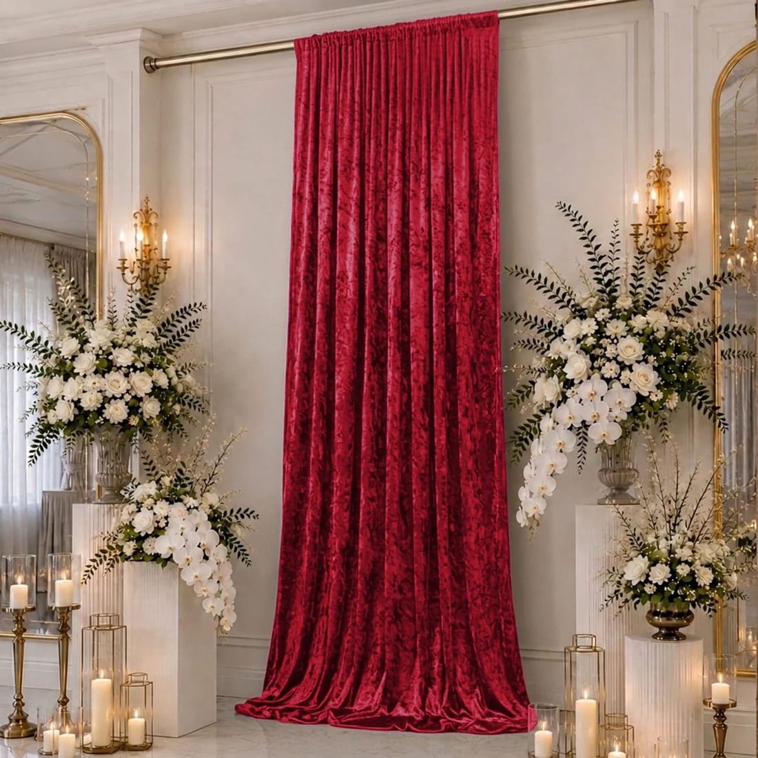 5 feet x 16 feet Premium Crushed Velvet Backdrop Curtain with Rod Pocket