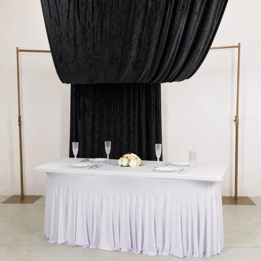 5 feet x 18 feet Premium Crushed Velvet Backdrop Curtain with Rod Pocket