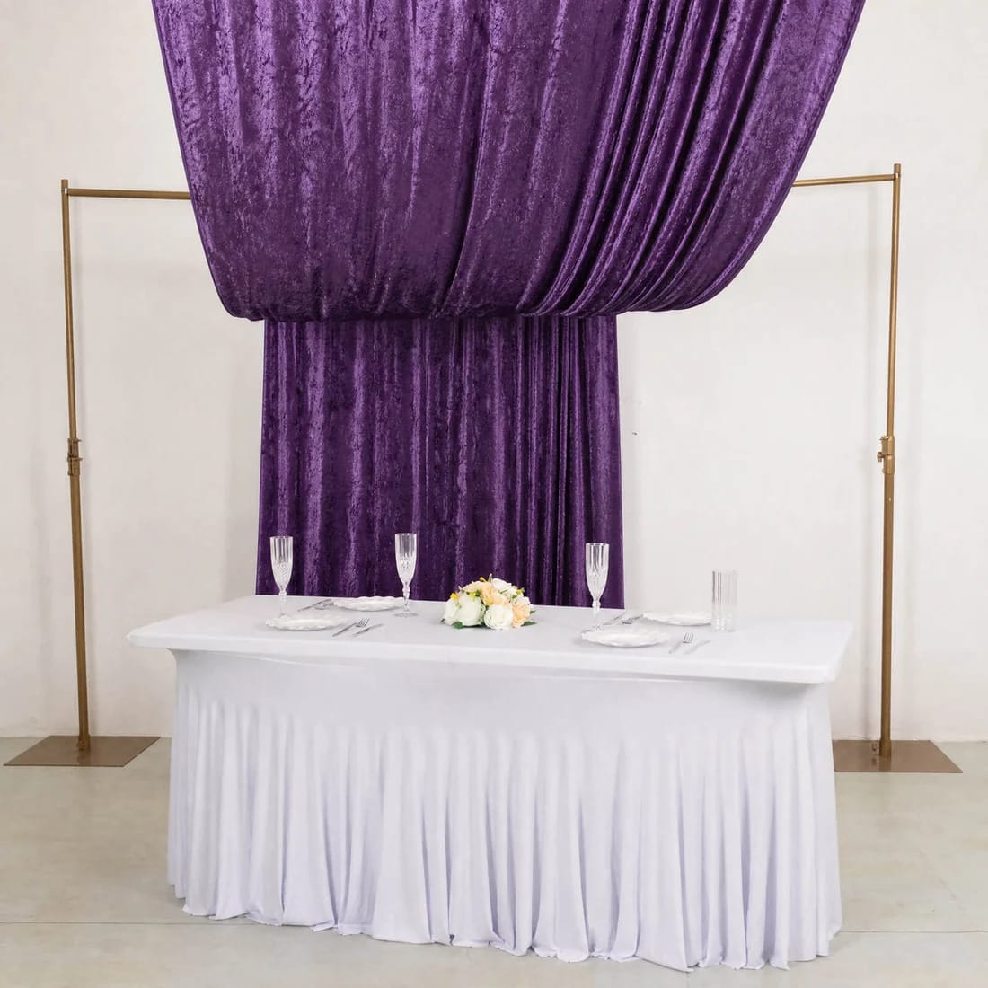 5 feet x 18 feet Premium Crushed Velvet Backdrop Curtain with Rod Pocket