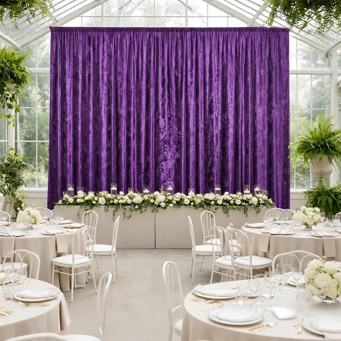 5 feet x 20 feet Premium Crushed Velvet Backdrop Curtain with Rod Pocket