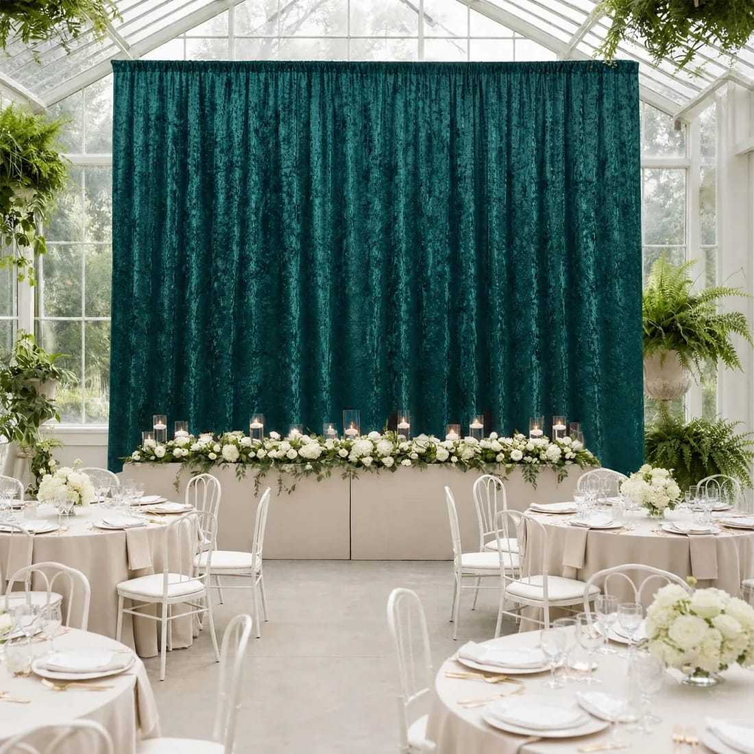 5 feet x 20 feet Premium Crushed Velvet Backdrop Curtain with Rod Pocket