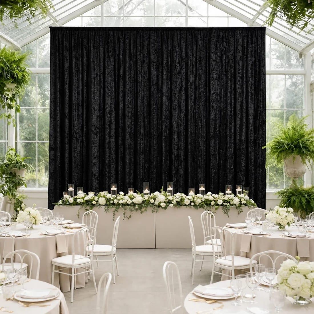 5 feet x 20 feet Premium Crushed Velvet Backdrop Curtain with Rod Pocket