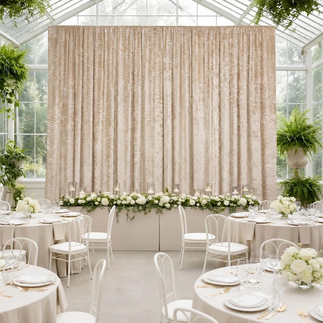 5 feet x 20 feet Premium Crushed Velvet Backdrop Curtain with Rod Pocket