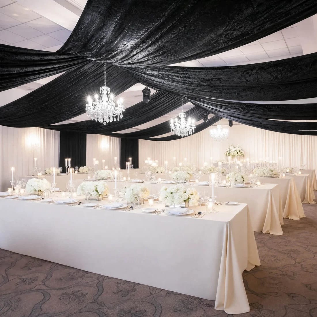 5 feet x 20 feet Premium Crushed Velvet Backdrop Curtain with Rod Pocket
