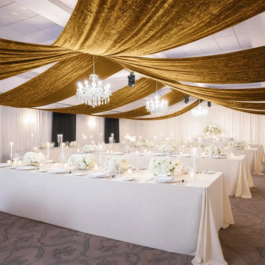 5 feet x 20 feet Premium Crushed Velvet Backdrop Curtain with Rod Pocket