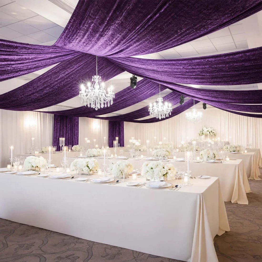 5 feet x 20 feet Premium Crushed Velvet Backdrop Curtain with Rod Pocket