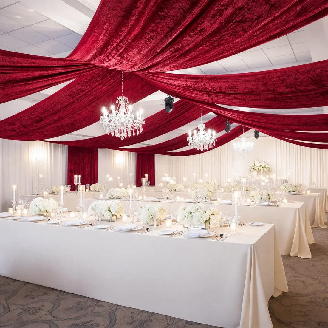 5 feet x 20 feet Premium Crushed Velvet Backdrop Curtain with Rod Pocket