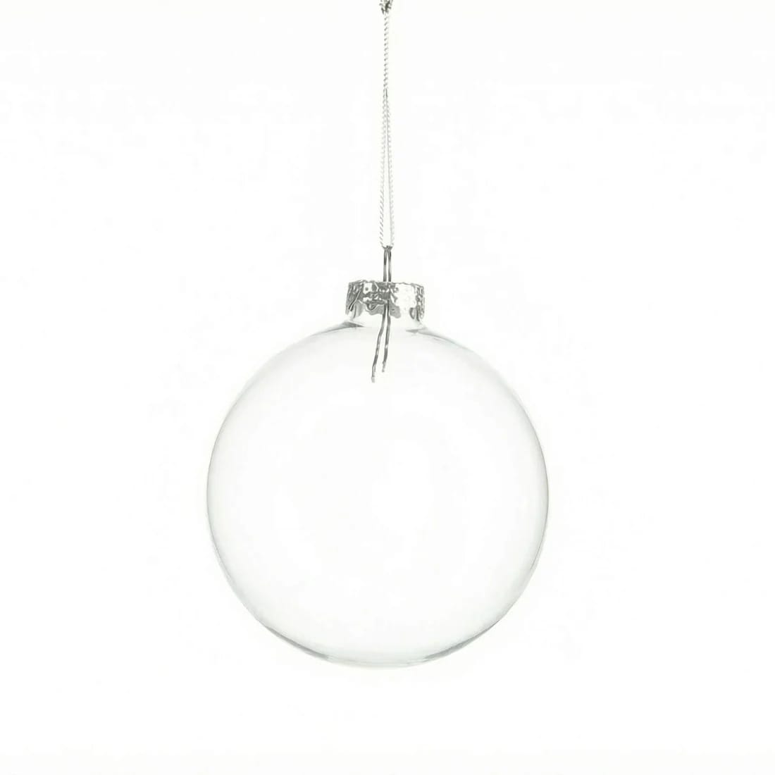 12 pcs 2 in wide Clear Glass Hanging Ornament Balls with Removable Silver Caps
