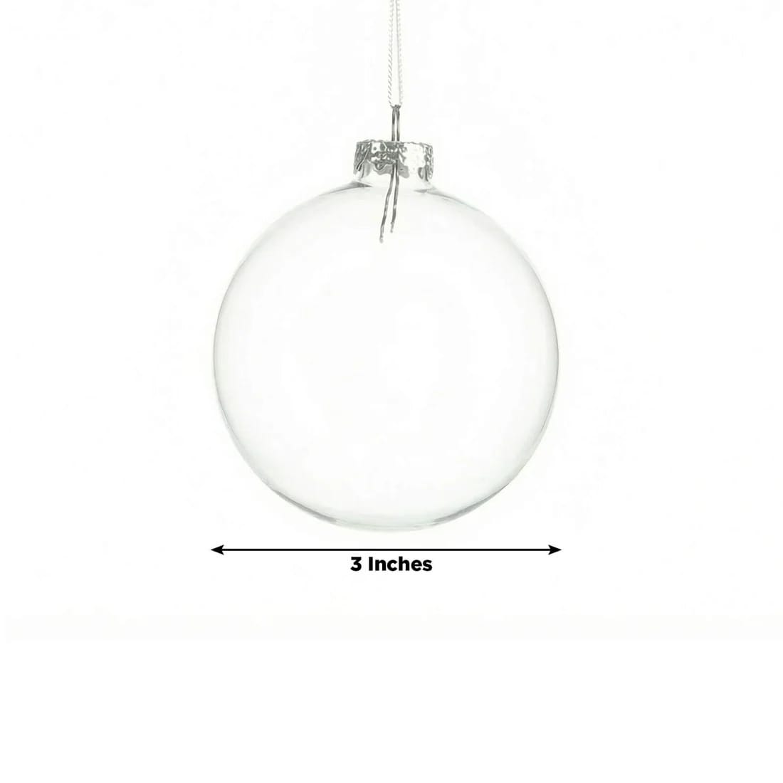 8 pcs 3 in wide Clear Glass Hanging Ornament Balls with Removable Silver Caps
