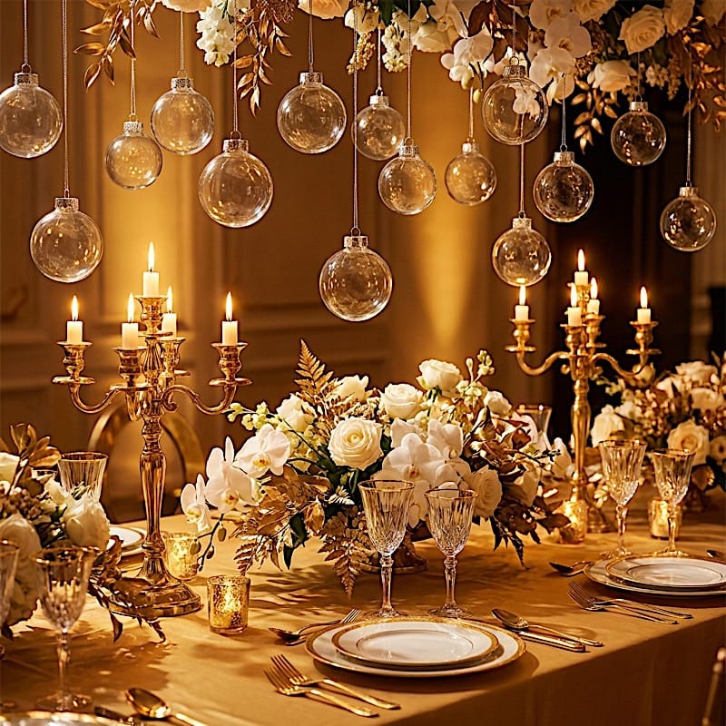 8 pcs 3 in wide Clear Glass Hanging Ornament Balls with Removable Silver Caps
