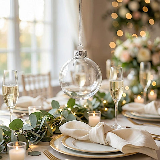 8 pcs 3 in wide Clear Glass Hanging Ornament Balls with Removable Silver Caps
