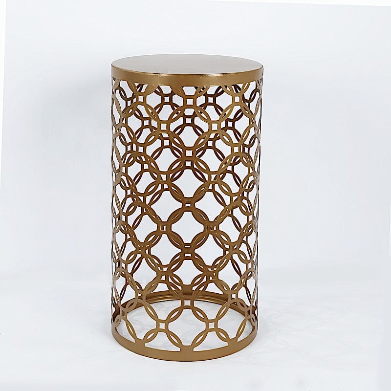 3 Gold Metal Round Mesh Pillar Cake Pedestal Stand