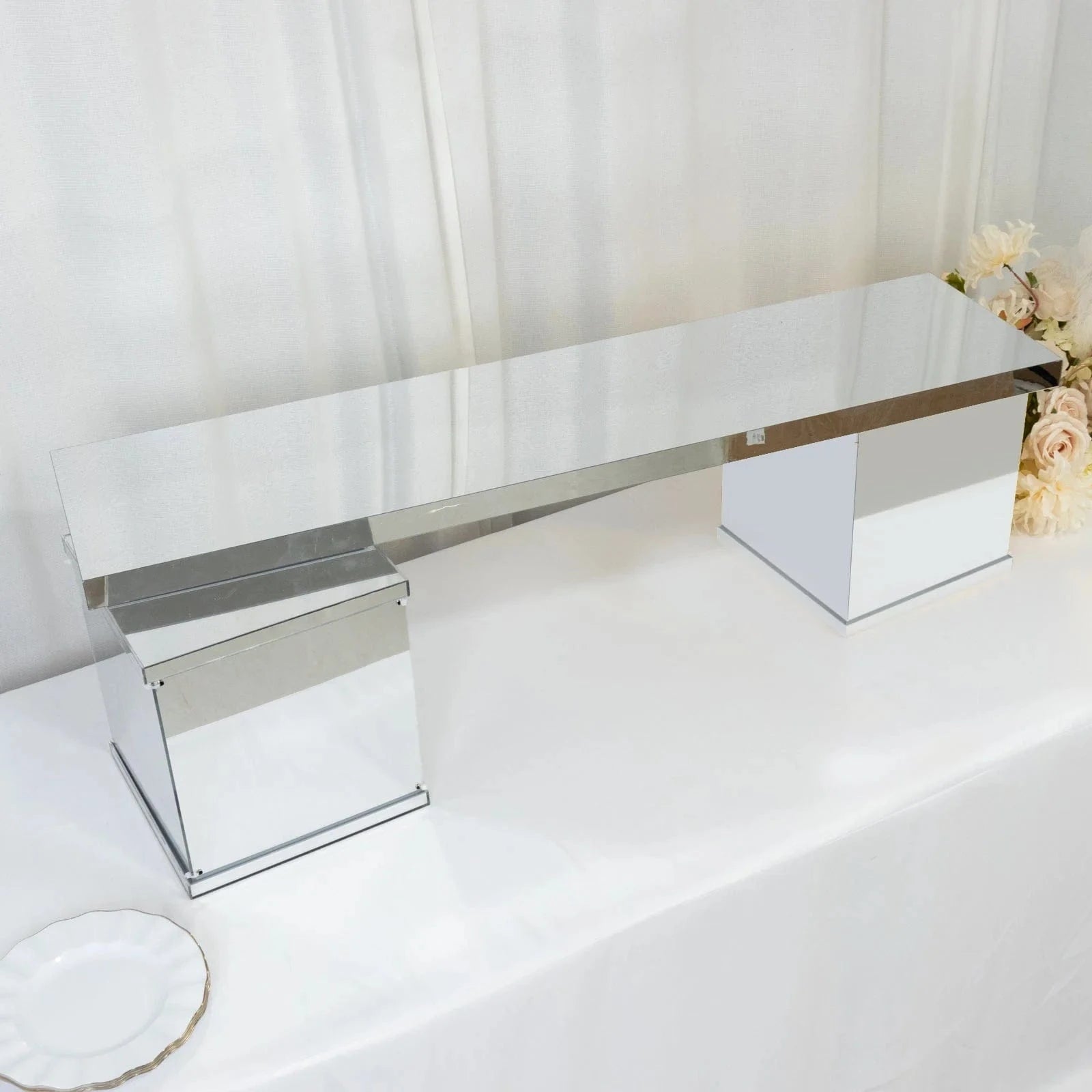 46x12 in Plexiglass Connector Plate for Rectangular Pedestal Stands