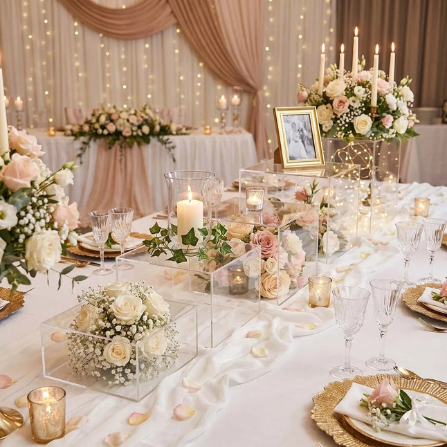 5 Acrylic Cake Risers Square Dessert Display Stands