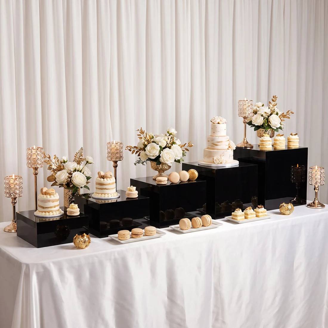 5 Acrylic Cake Risers Square Dessert Display Stands