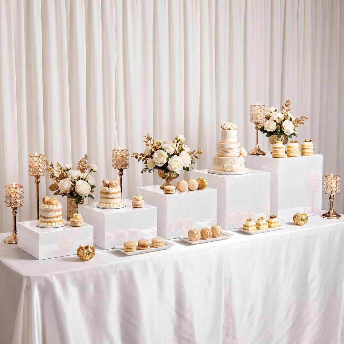 5 Acrylic Cake Risers Square Dessert Display Stands