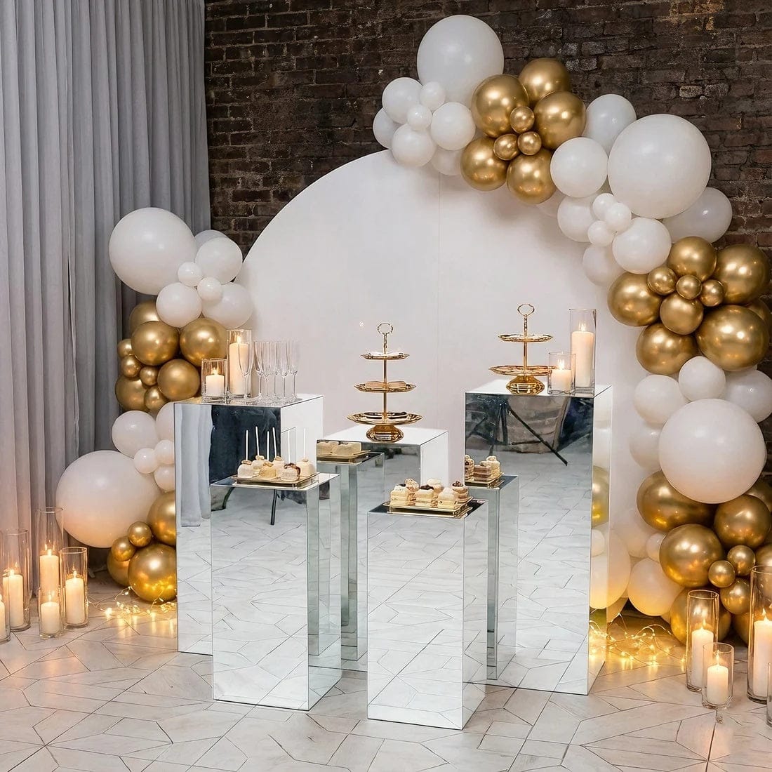 5 Acrylic Mirror Display Stands Pre-Assembled Pedestal Risers