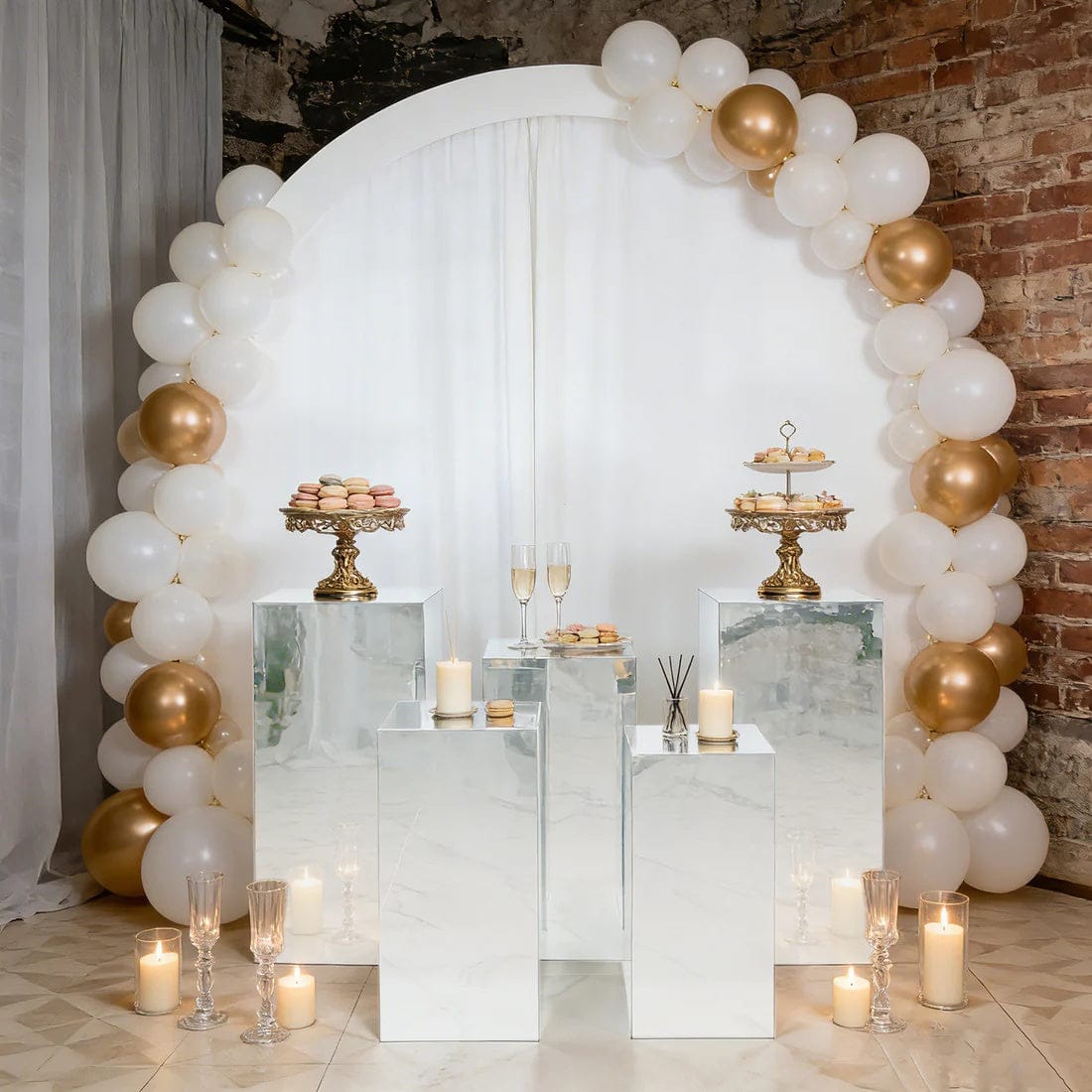 5 Acrylic Mirror Display Stands Pre-Assembled Pedestal Risers