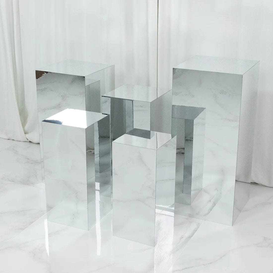 5 Acrylic Mirror Display Stands Pre-Assembled Pedestal Risers