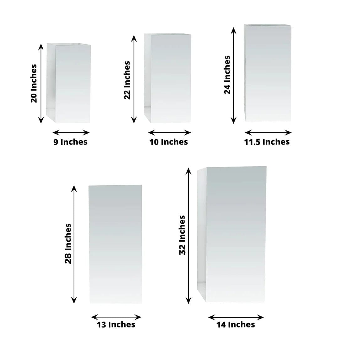 5 Acrylic Mirror Display Stands Pre-Assembled Pedestal Risers