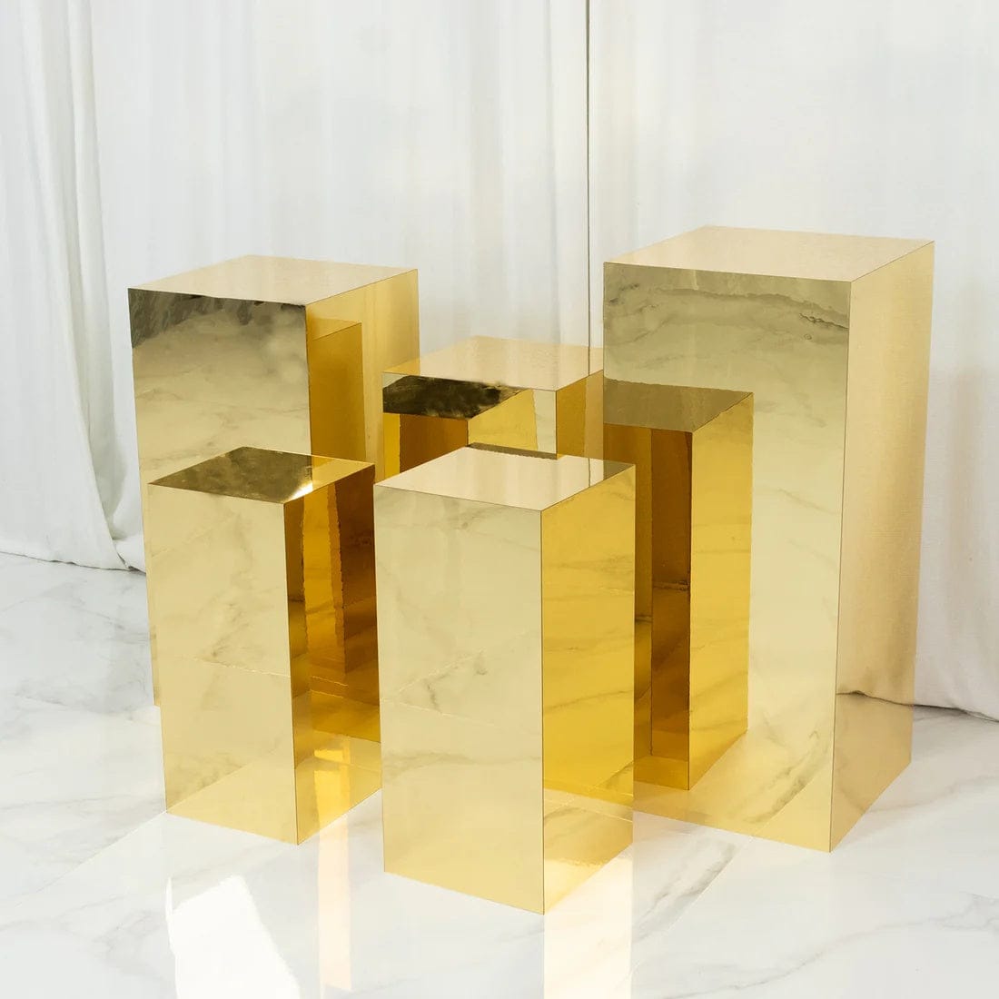 5 Acrylic Mirror Display Stands Pre-Assembled Pedestal Risers