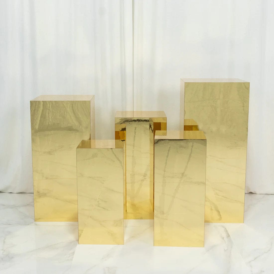 5 Acrylic Mirror Display Stands Pre-Assembled Pedestal Risers