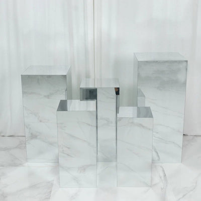 5 Acrylic Mirror Display Stands Pre-Assembled Pedestal Risers