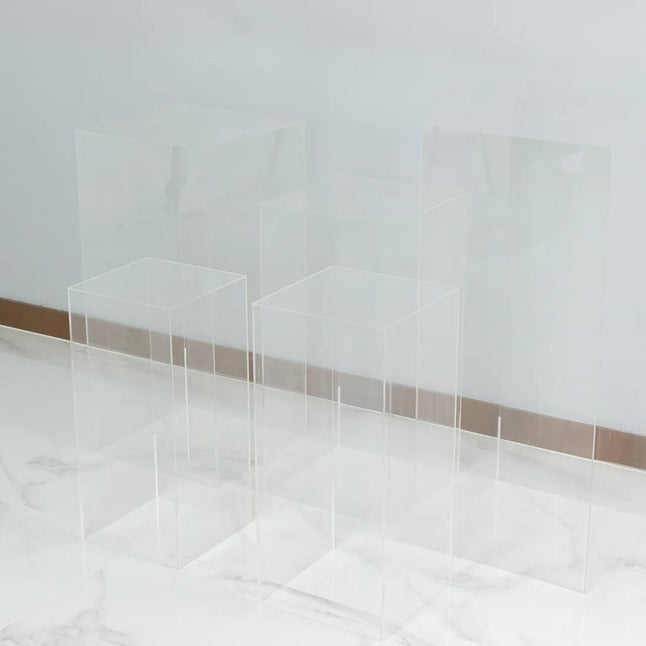 5 Clear Acrylic Rectangular Display Stands Pre-Assembled Pedestal Risers
