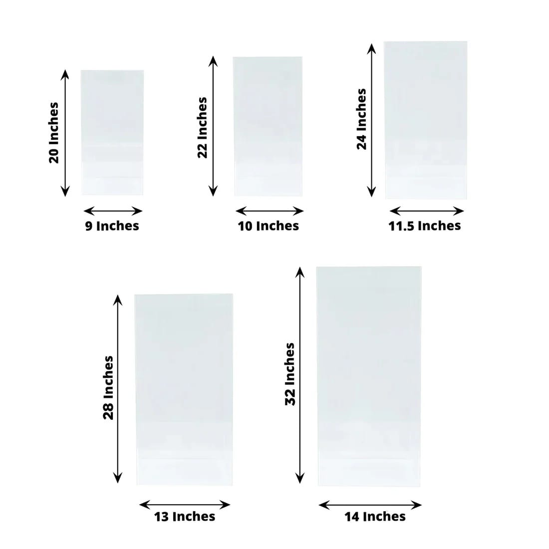 5 Clear Acrylic Rectangular Display Stands Pre-Assembled Pedestal Risers