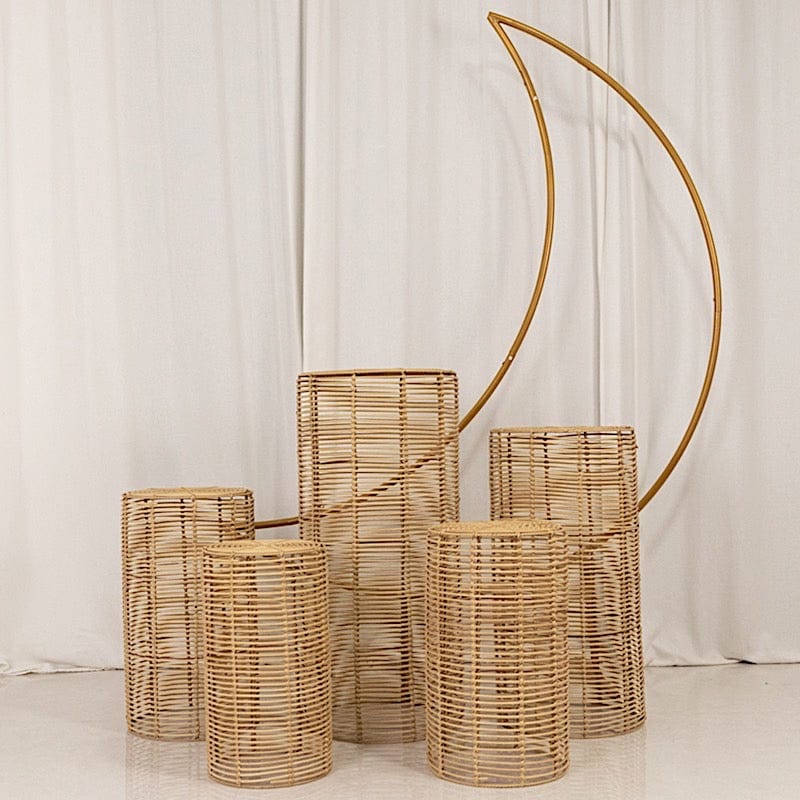 5 Natural Woven Rattan Wicker Plant Stands