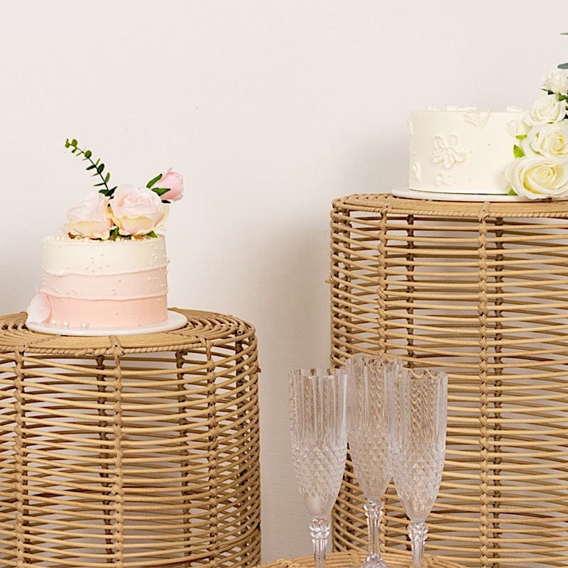 5 Natural Woven Rattan Wicker Plant Stands