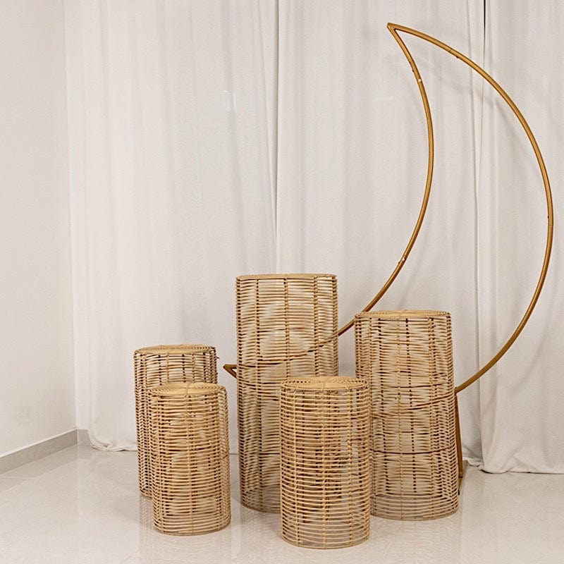 5 Natural Woven Rattan Wicker Plant Stands