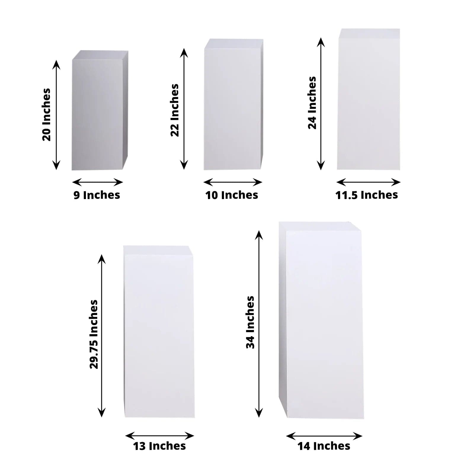 5 White Rectangle Metal Display Stands Pedestal Riser