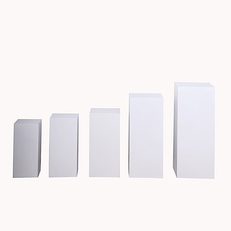 5 White Rectangle Metal Display Stands Pedestal Riser