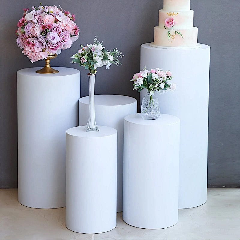 5 White Metal Round Plinth Pedestal Stand